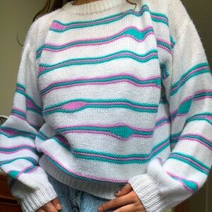 80s knit sweater 🩷🩵🤍